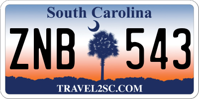 SC license plate ZNB543