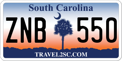 SC license plate ZNB550