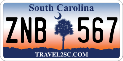 SC license plate ZNB567