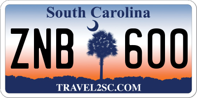 SC license plate ZNB600