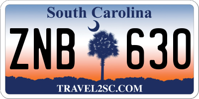 SC license plate ZNB630