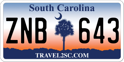 SC license plate ZNB643