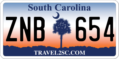 SC license plate ZNB654