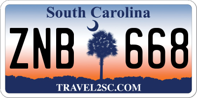 SC license plate ZNB668