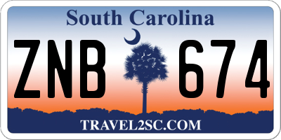 SC license plate ZNB674