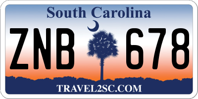 SC license plate ZNB678