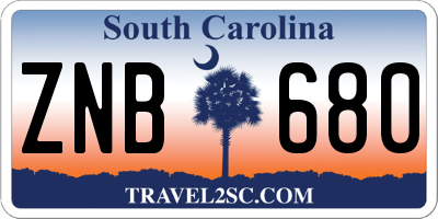 SC license plate ZNB680