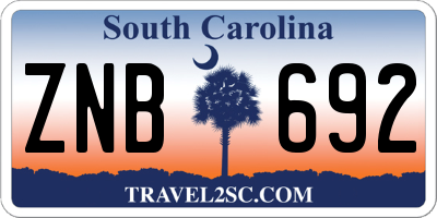 SC license plate ZNB692