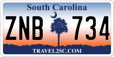 SC license plate ZNB734
