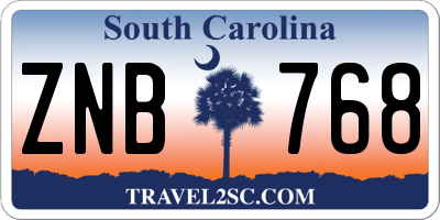 SC license plate ZNB768