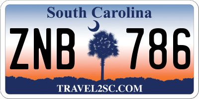 SC license plate ZNB786