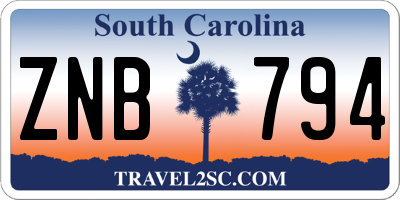 SC license plate ZNB794