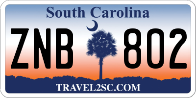 SC license plate ZNB802