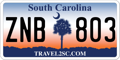 SC license plate ZNB803