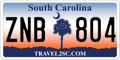 SC license plate ZNB804