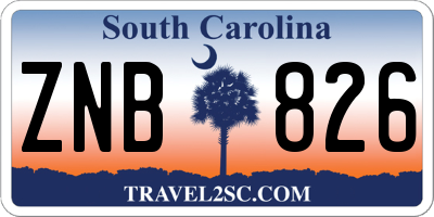 SC license plate ZNB826
