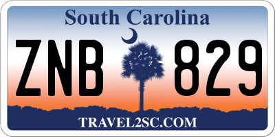 SC license plate ZNB829