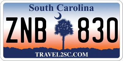 SC license plate ZNB830