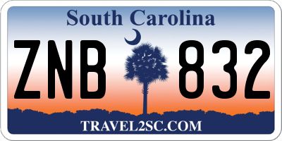 SC license plate ZNB832