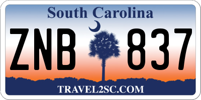 SC license plate ZNB837
