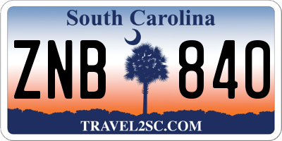 SC license plate ZNB840