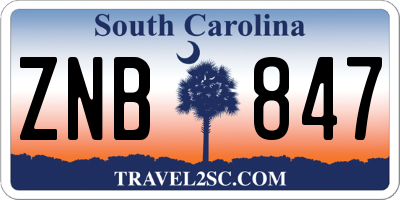 SC license plate ZNB847
