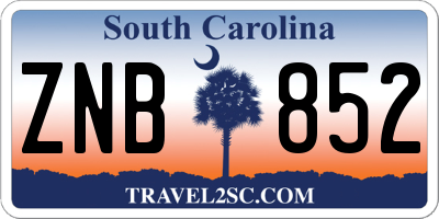 SC license plate ZNB852