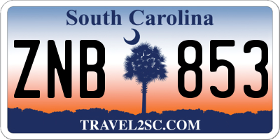 SC license plate ZNB853