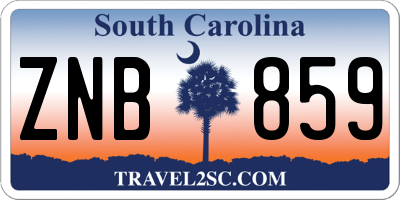 SC license plate ZNB859