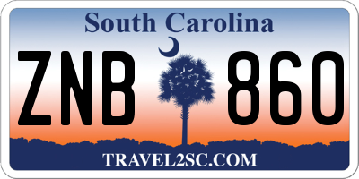 SC license plate ZNB860