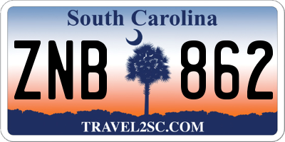 SC license plate ZNB862