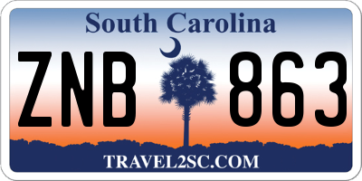 SC license plate ZNB863