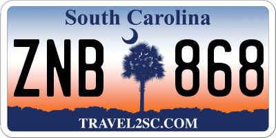 SC license plate ZNB868