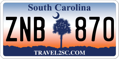 SC license plate ZNB870