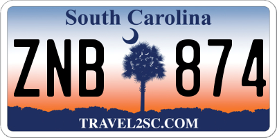 SC license plate ZNB874