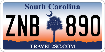 SC license plate ZNB890