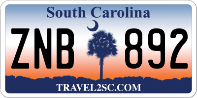 SC license plate ZNB892