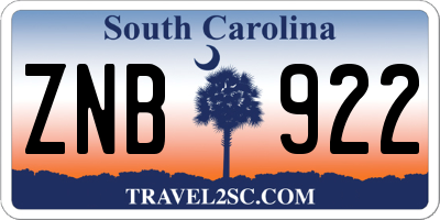 SC license plate ZNB922