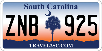 SC license plate ZNB925