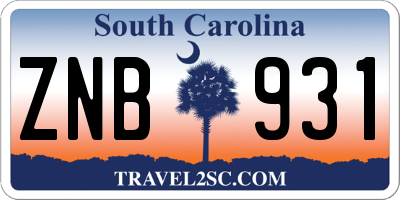 SC license plate ZNB931