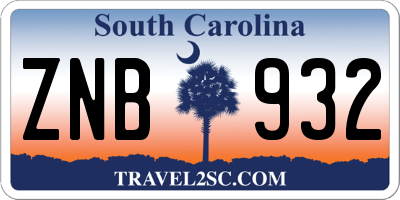 SC license plate ZNB932