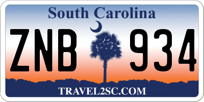 SC license plate ZNB934