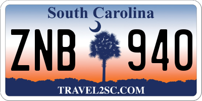 SC license plate ZNB940