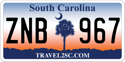 SC license plate ZNB967
