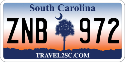 SC license plate ZNB972