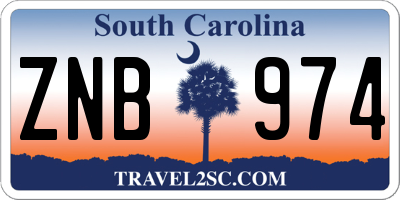 SC license plate ZNB974
