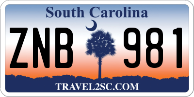 SC license plate ZNB981