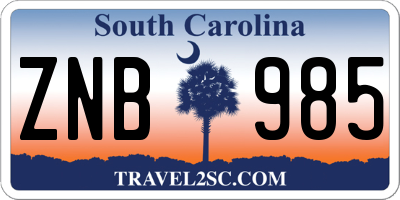 SC license plate ZNB985