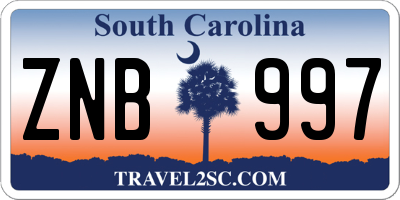 SC license plate ZNB997