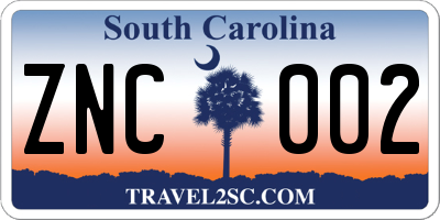 SC license plate ZNC002
